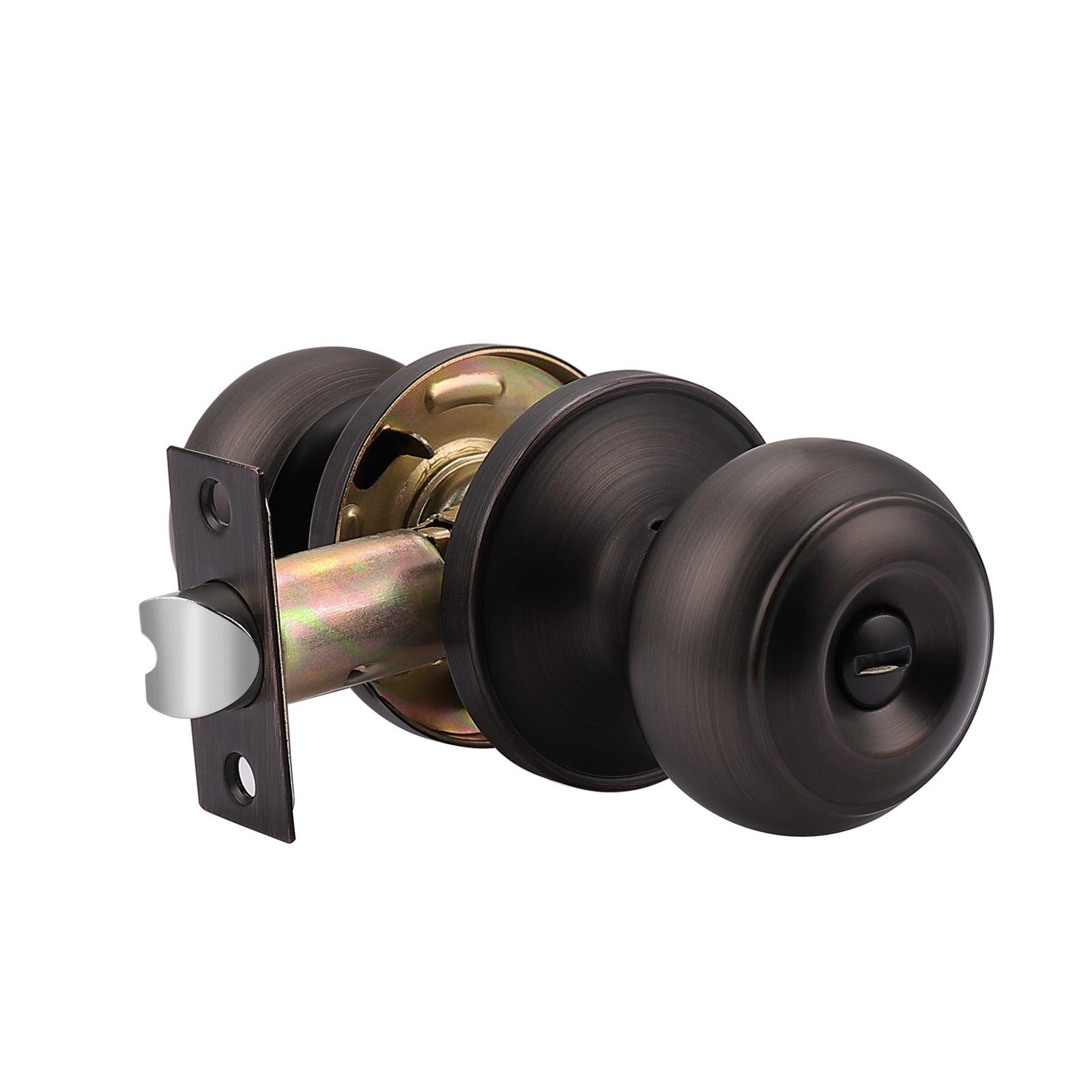 Flat Ball Knobs Keyed Alike/Entry Keyed/Privacy/Passage/Dummy Door Lock Knob, Oil Rubbed Bronze Finish DL609ORB