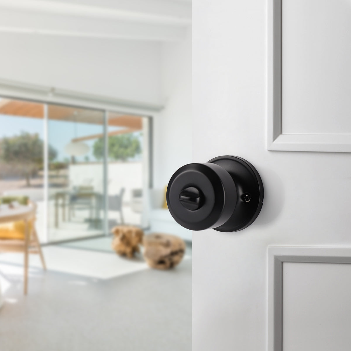 Modern Door Knob Set with Round Rose, Black Privacy Door Lock for Bedroom Bathroom DL610BKBK - Probrico