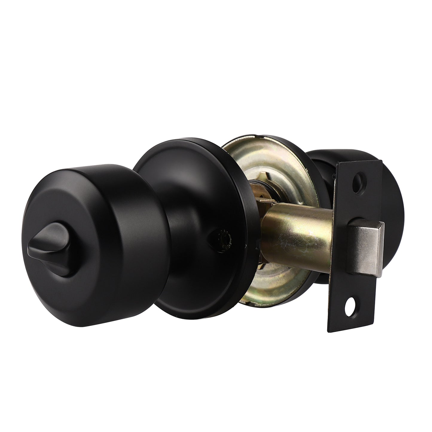 Modern Door Knob Set with Round Rose, Black Privacy Door Lock for Bedroom Bathroom DL610BKBK - Probrico