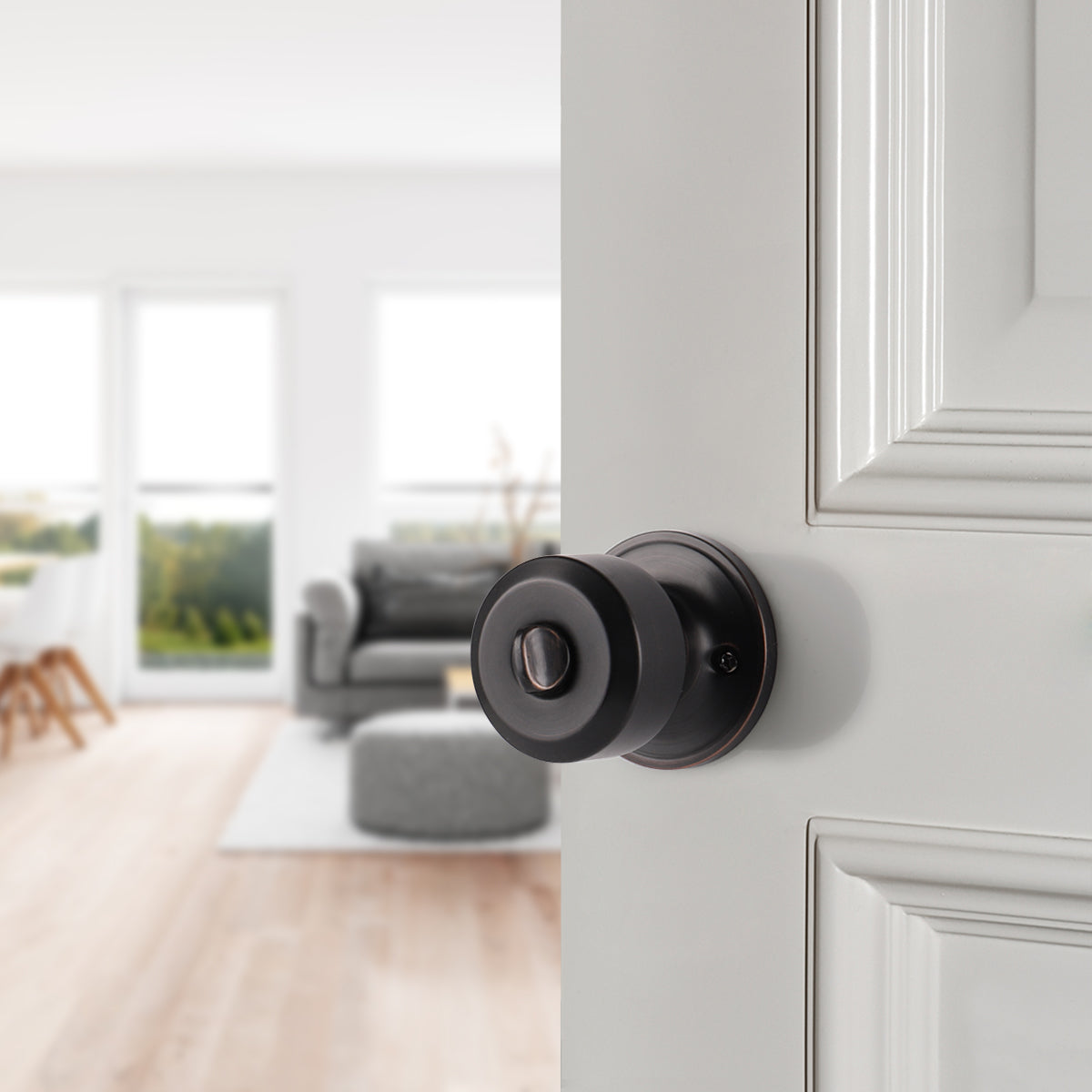 Modern Door Knob Set with Round Rose, Privacy Door Lock for Bedroom Bathroom DL610 - Probrico