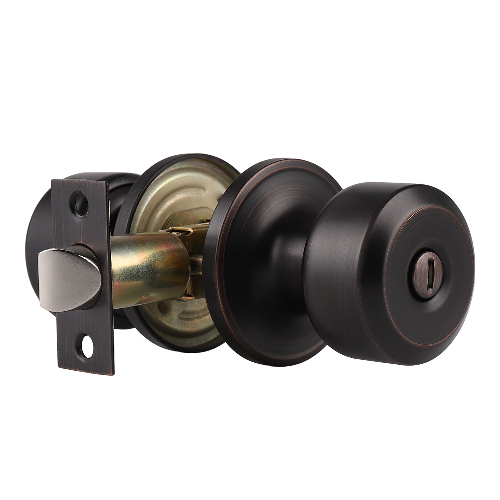 Modern Door Knob Set with Round Rose, Privacy Door Lock for Bedroom Bathroom DL610
