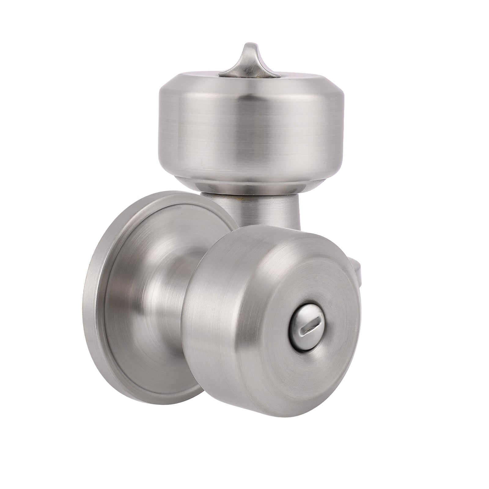 Modern Door Knob Set with Round Rose, Privacy Door Lock in Satin Nickel, DL610SNBK - Probrico