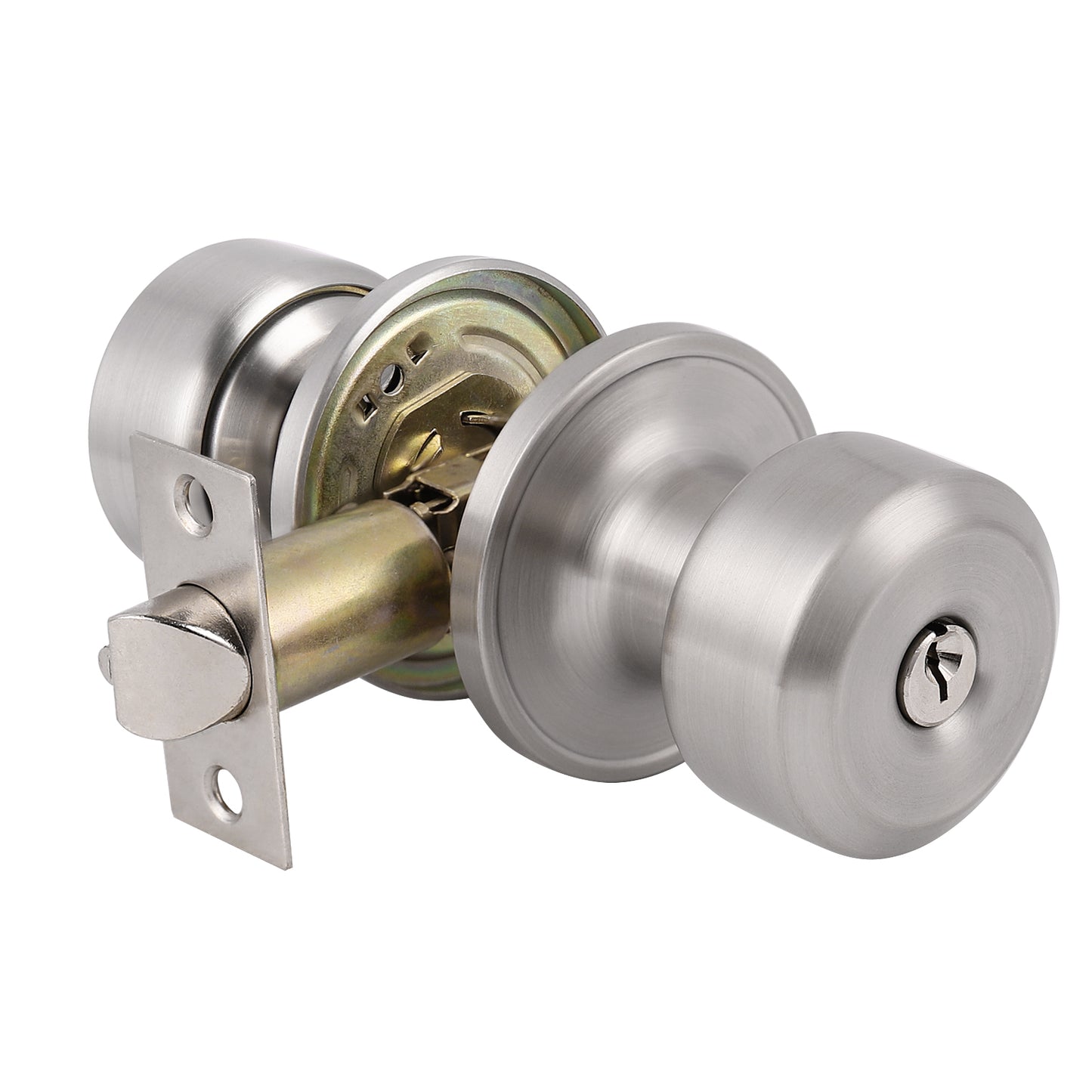 Satin Nickel Finish Entry Door Lock with Same Key, Cylinderical Ball Knob Style - Probrico