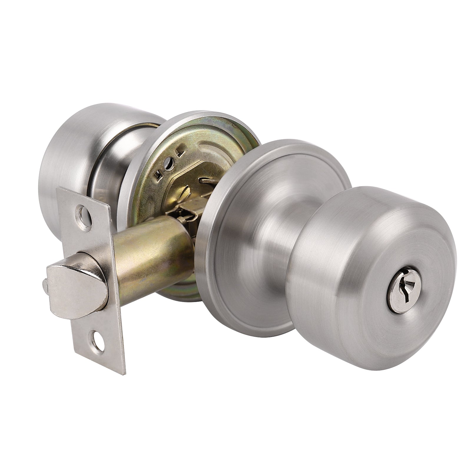 Satin Nickel Finish Entry Door Lock with Same Key, Cylinderical Ball Knob Style