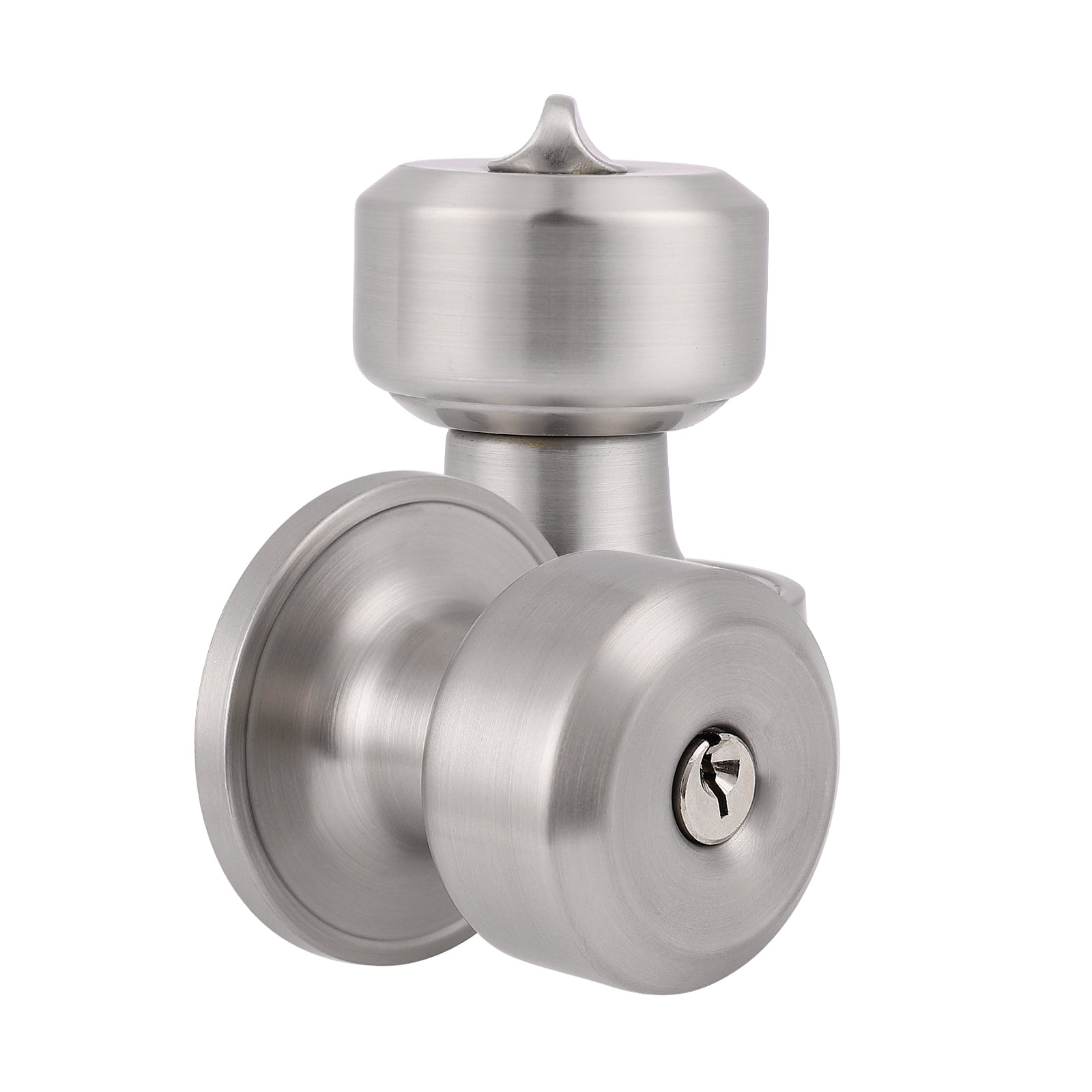 Satin Nickel Finish Entry Door Lock with Same Key, Cylinderical Ball Knob Style - Probrico