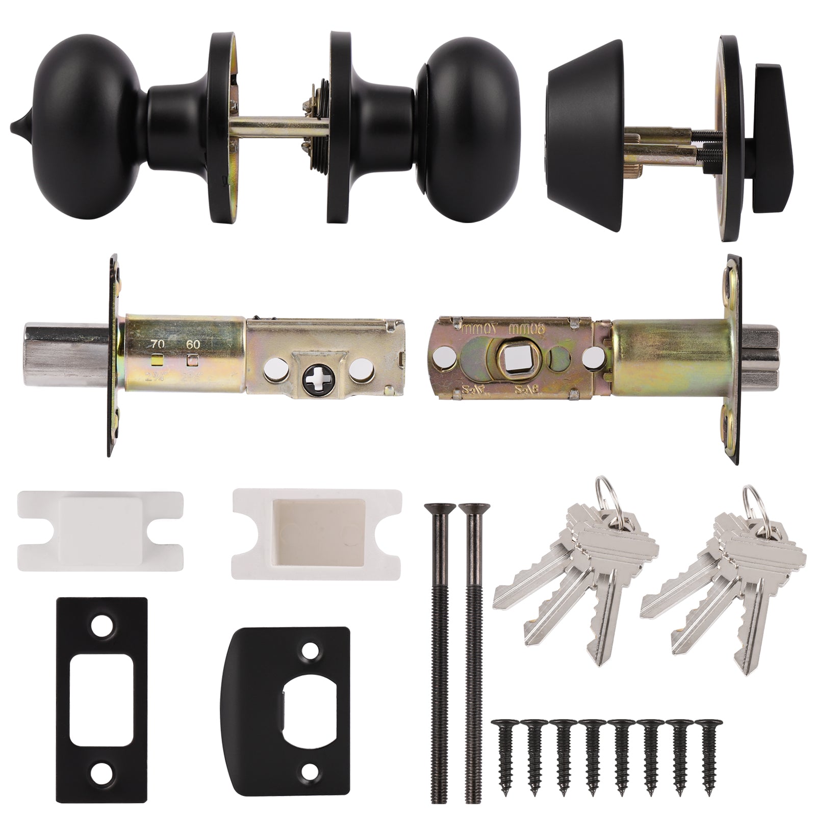 Keyed Alike Oval Egg Door Knobs with Single Cylinder Deadbolt Lock set Black Finish DL692ET01BK - Probrico