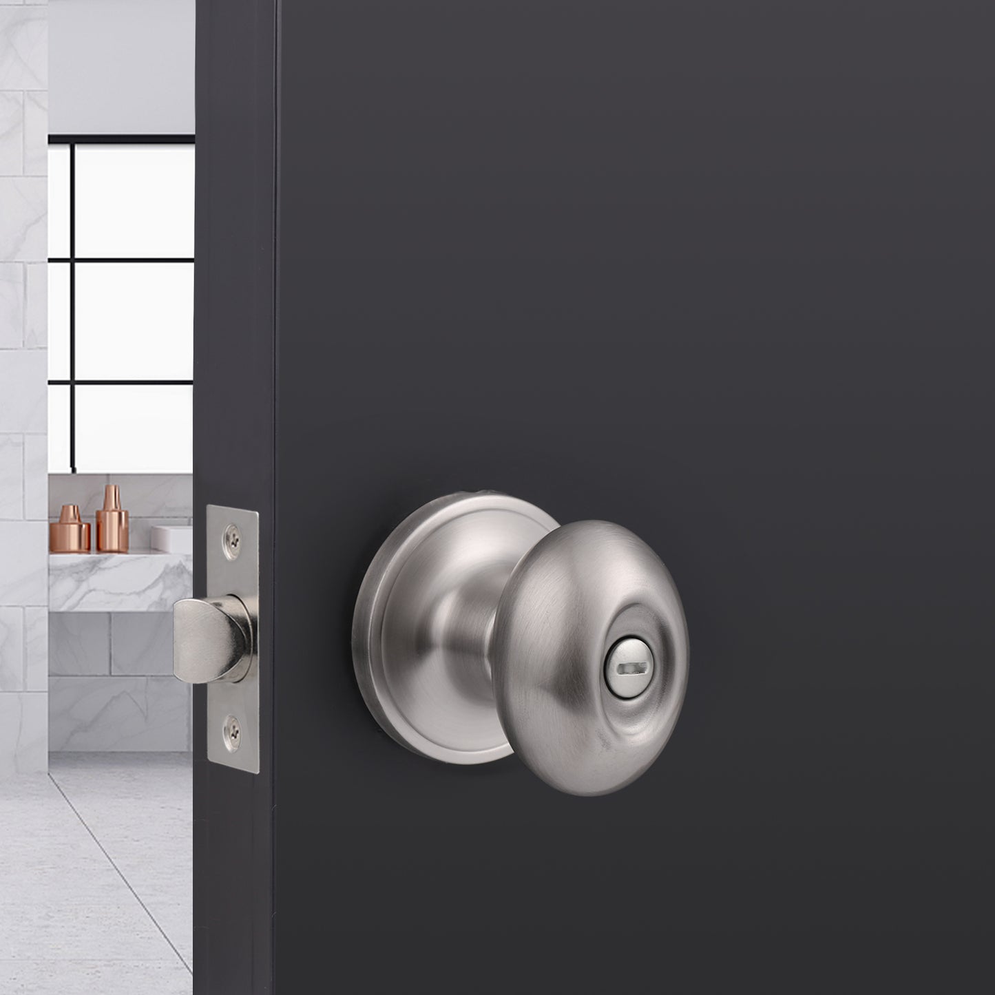 Privacy Door Knobs Bedroom/Bathroom Door Lock set No Key Egg Knob Style Satin Nickel Finish DL692SNBK - Probrico