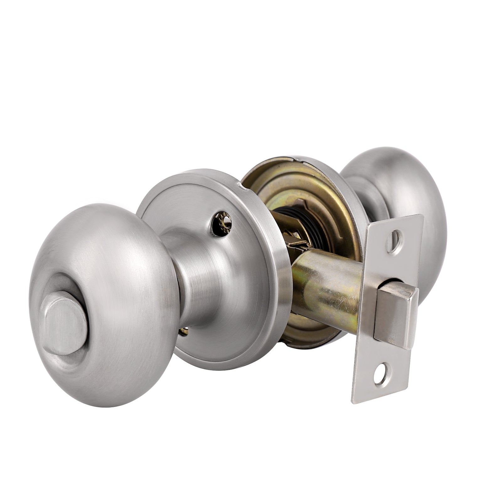 Privacy Door Knobs Bedroom/Bathroom Door Lock set No Key Egg Knob Style Satin Nickel Finish DL692SNBK