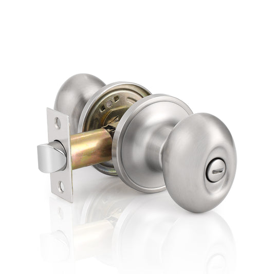 Privacy Door Knobs Bedroom/Bathroom Door Lock set No Key Egg Knob Style Satin Nickel Finish DL692SNBK - Probrico