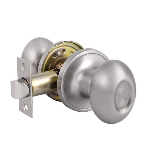 Egg Knob with Round Rose, Satin Nickel Hall/Closet Passage Door Lock Knobs DL692SNPS - Probrico