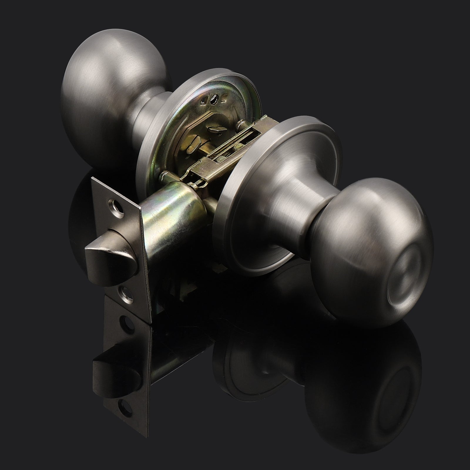 Egg Knob with Round Rose, Satin Nickel Hall/Closet Passage Door Lock Knobs DL692SNPS