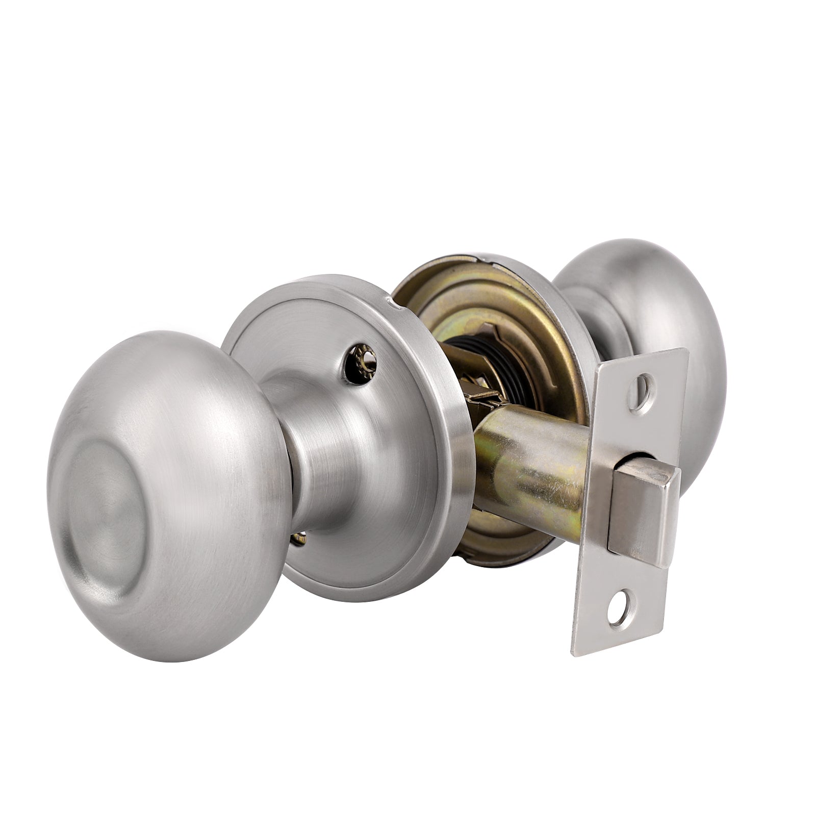 Egg Knob with Round Rose, Satin Nickel Hall/Closet Passage Door Lock Knobs DL692SNPS - Probrico