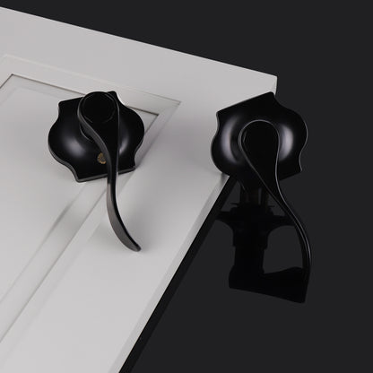 Black Door Handles Entry/Privacy/Passage/Dummy Lever Wave Style with Camelot Trim Rosette DL85061BK - Probrico