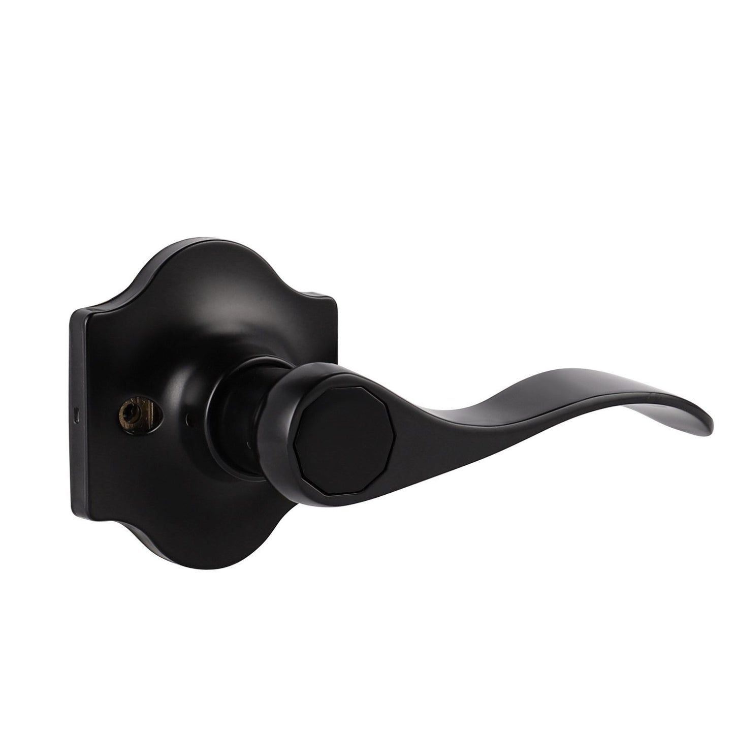 Black Door Handles Entry/Privacy/Passage/Dummy Lever Wave Style with Camelot Trim Rosette DL85061BK - Probrico