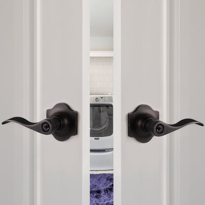 Oil Rubbed Bronze Door Handles Entry/Privacy/Passage/Dummy Lever Wave Style with Camelot Trim Rosette DL85061OB - Probrico