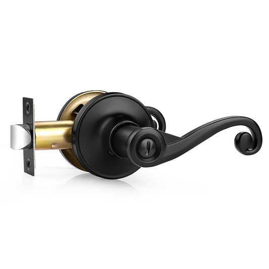 Scroll Wave Style Door Levers Black Finish Privacy/Passage Function Door Lock - DL851ABK - Probrico