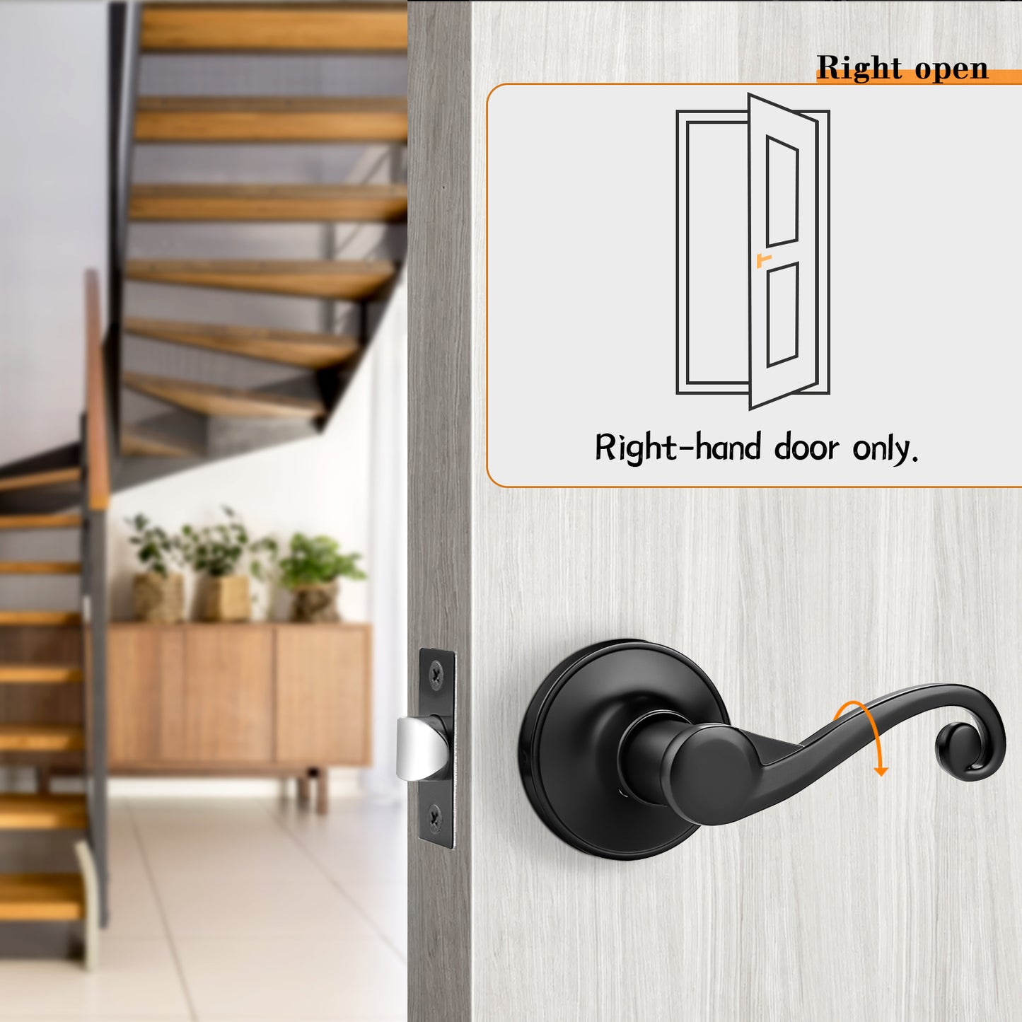 Scroll Wave Style Door Levers Black Finish Privacy/Passage Function Door Lock - DL851ABK - Probrico