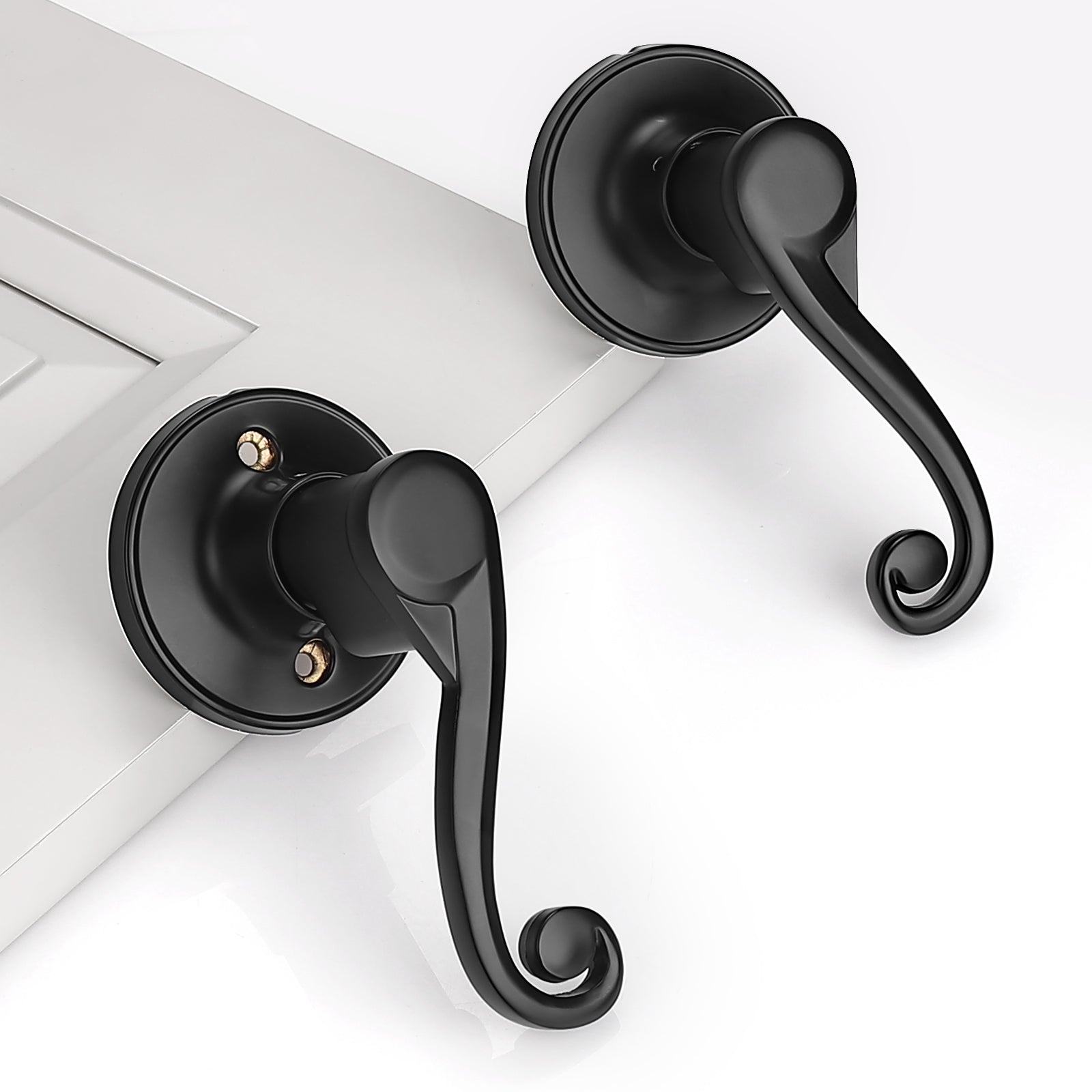 Scroll Wave Style Door Levers Black Finish Privacy/Passage Function Door Lock - DL851ABK - Probrico