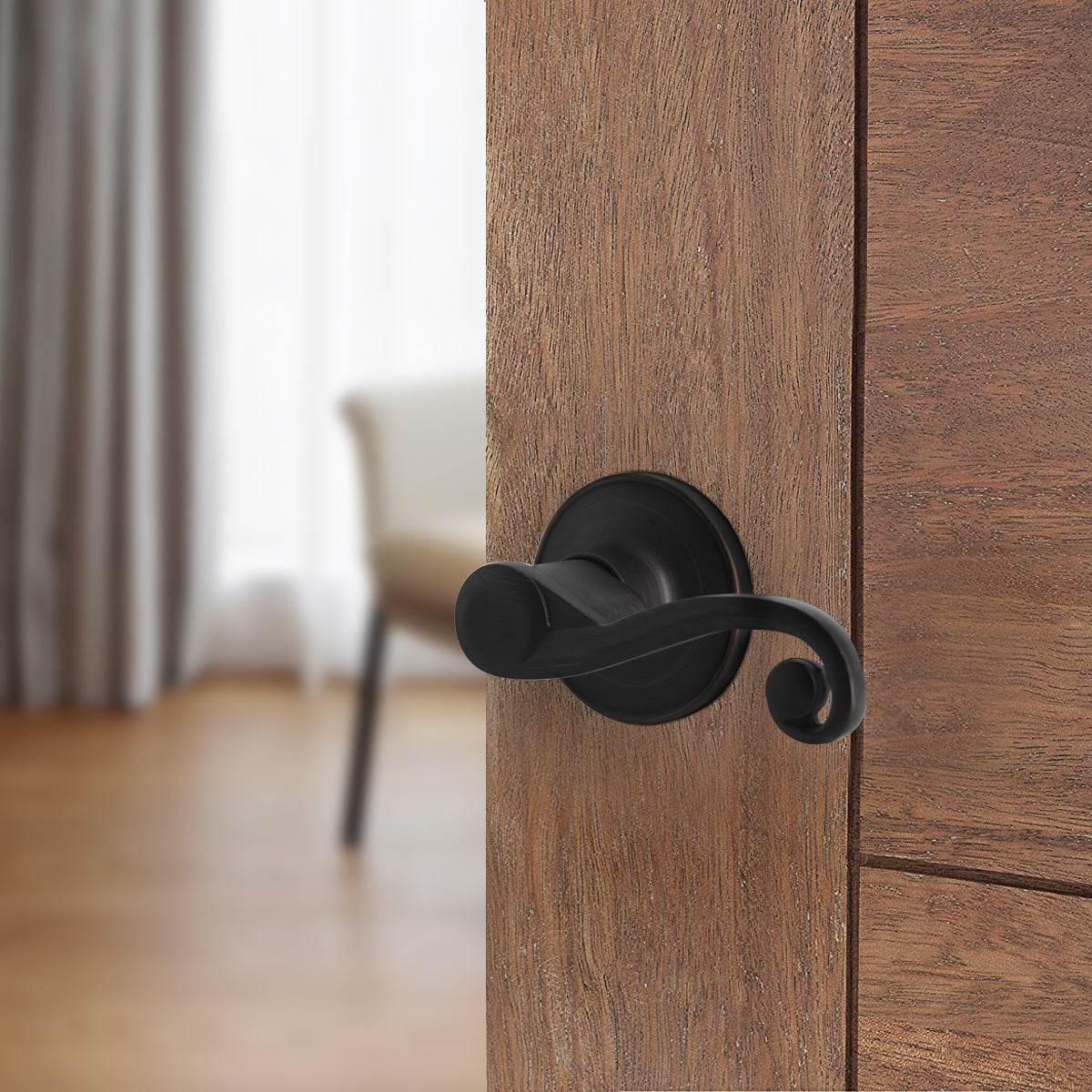 Scroll Wave Style Door Levers Oil Rubbed Bronze Finish Privacy/Passage Function Door Lock - DL851AORB - Probrico