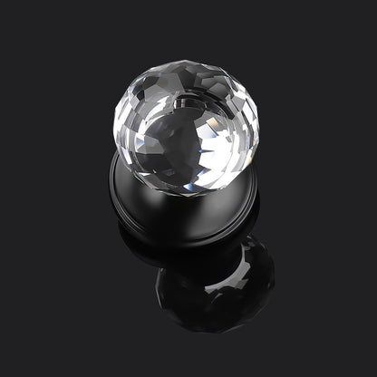 Diamond Crystal Glass Door Knobs with Black Round Rosette, Privacy/Passage/Dummy Door Lock DLC10BK - Probrico