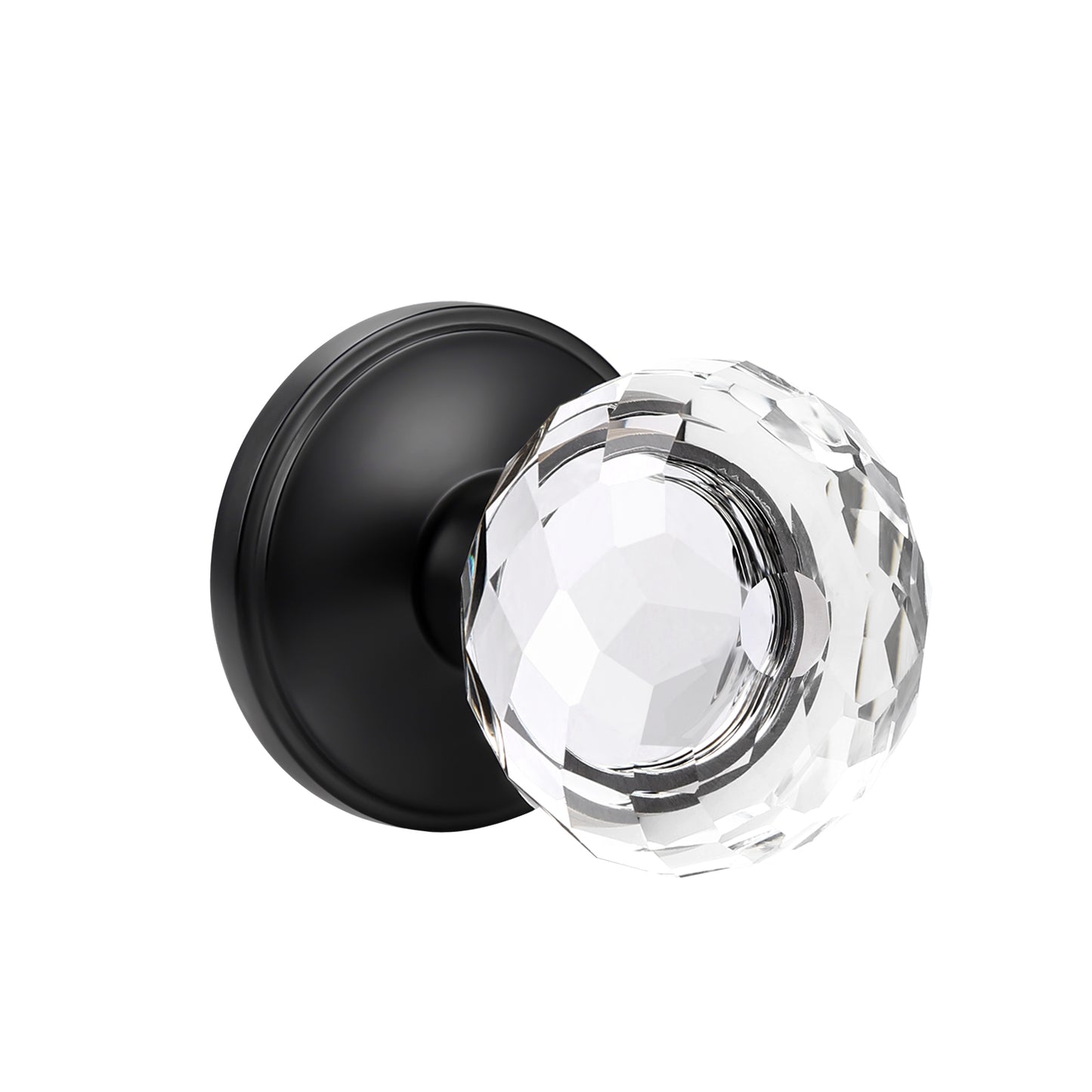 Diamond Crystal Glass Door Knobs with Black Round Rosette, Privacy/Passage/Dummy Door Lock DLC10BK - Probrico