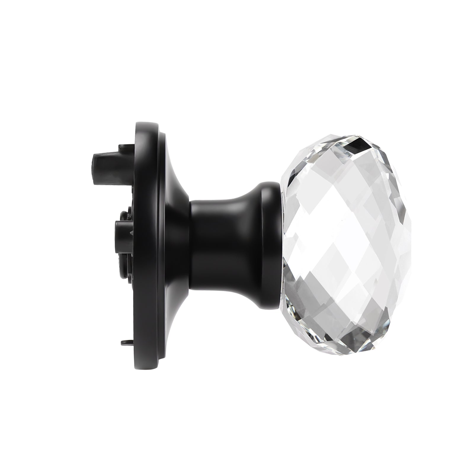 Diamond Crystal Glass Door Knobs with Black Round Rosette, Privacy/Passage/Dummy Door Lock DLC10BK - Probrico