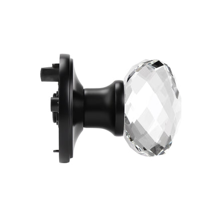 Diamond Crystal Glass Door Knobs with Black Round Rosette, Privacy/Passage/Dummy Door Lock DLC10BK - Probrico