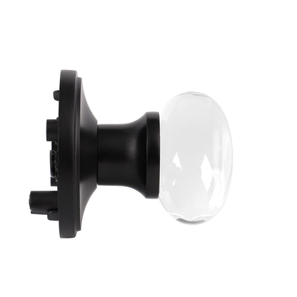 Probrico Round Glass Crystal Door Knobs with Black Rosette, Privacy/Passage/Dummy Function DLC10BO - Probrico
