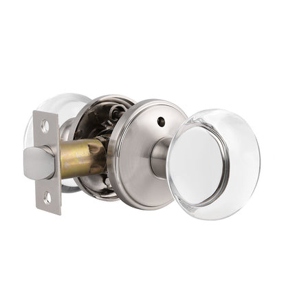 Round Glass Crystal Door Knobs with Satin Nickel Rosette, Privacy/Passage/Dummy Function DLC10BOSN - Probrico