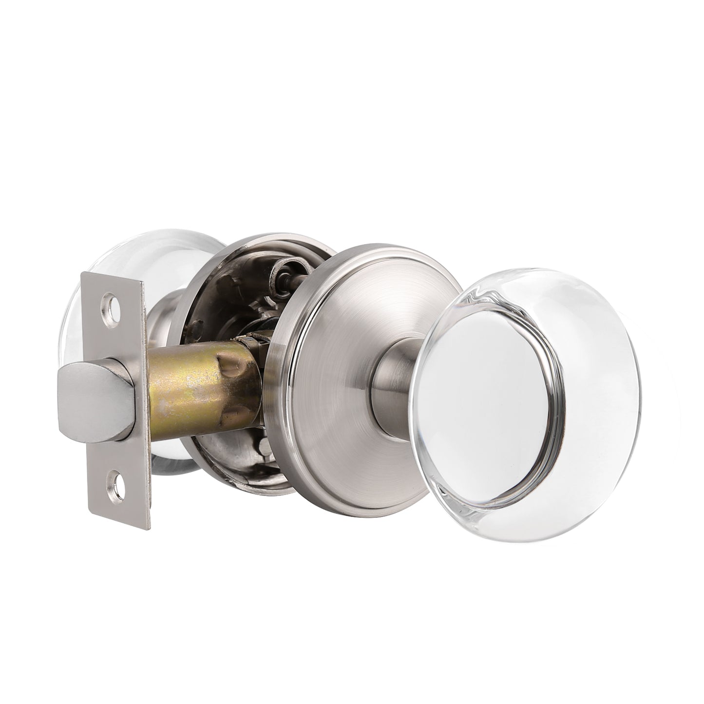 Round Glass Crystal Door Knobs with Satin Nickel Rosette, Privacy/Passage/Dummy Function DLC10BOSN - Probrico