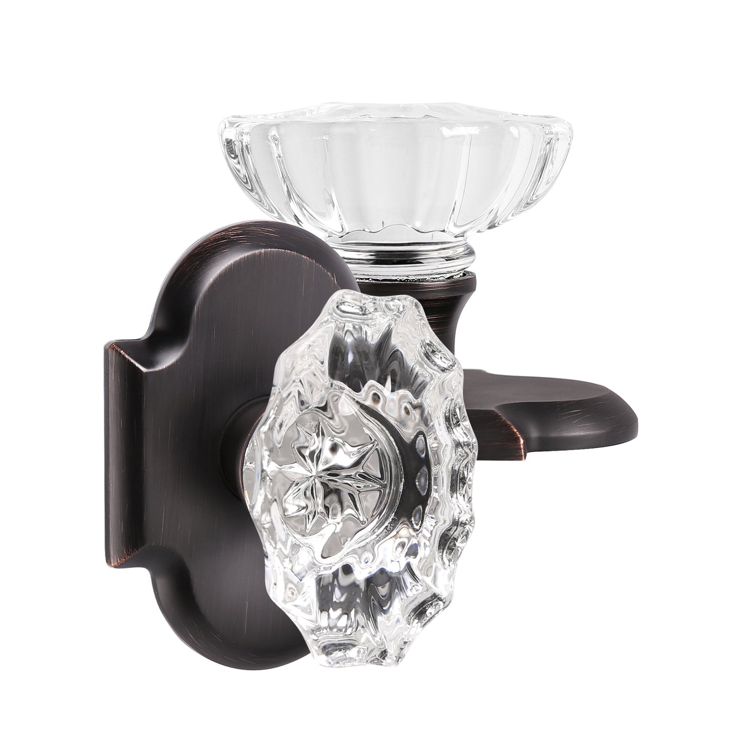 Oval Style Crystal Door Knob with Oil Rubbed Bronze Arched Rosette, Passage/Privacy Knob DLC21DORB - Probrico