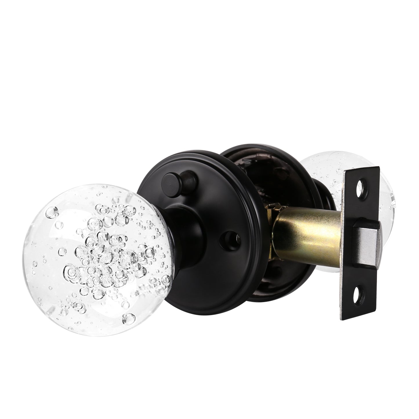 Crystal Glass Door Knobs in Round Ball Style, Passage/Privacy Knob, Black Finish DLC23BOBK