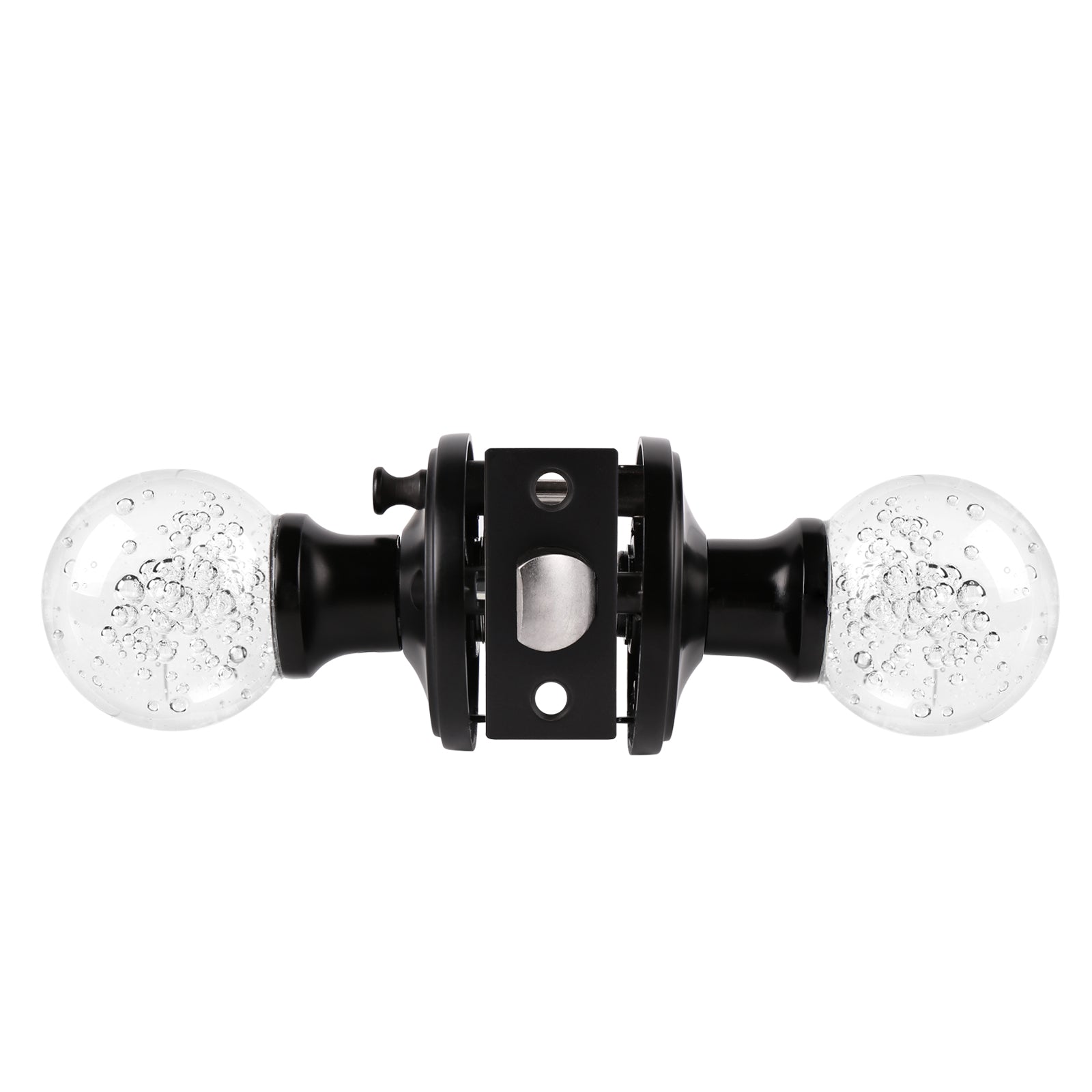 Crystal Glass Door Knobs in Round Ball Style, Privacy Knob, Black Finish DLC23BOBKBK