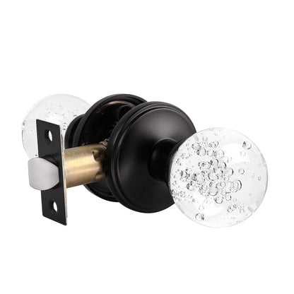 Crystal Glass Door Knobs in Round Ball Style, Passage/Privacy Knob, Black Finish DLC23BOBK - Probrico