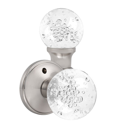 Crystal Glass Door Knobs in Round Ball Style, Passage/Privacy Knob, Satin Nickel Finish DLC23BOSN - Probrico