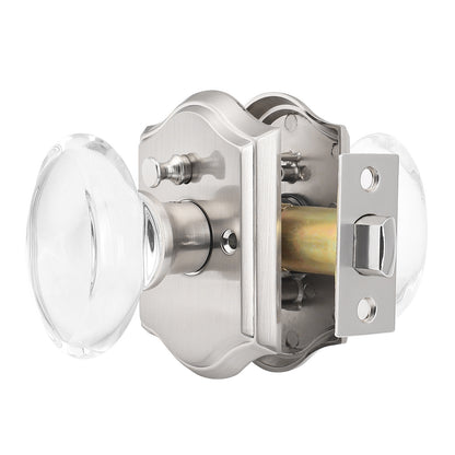 Oval Crystal Door Knob Lock with Satin Nickel Arched Rosette DLC9SN - Probrico