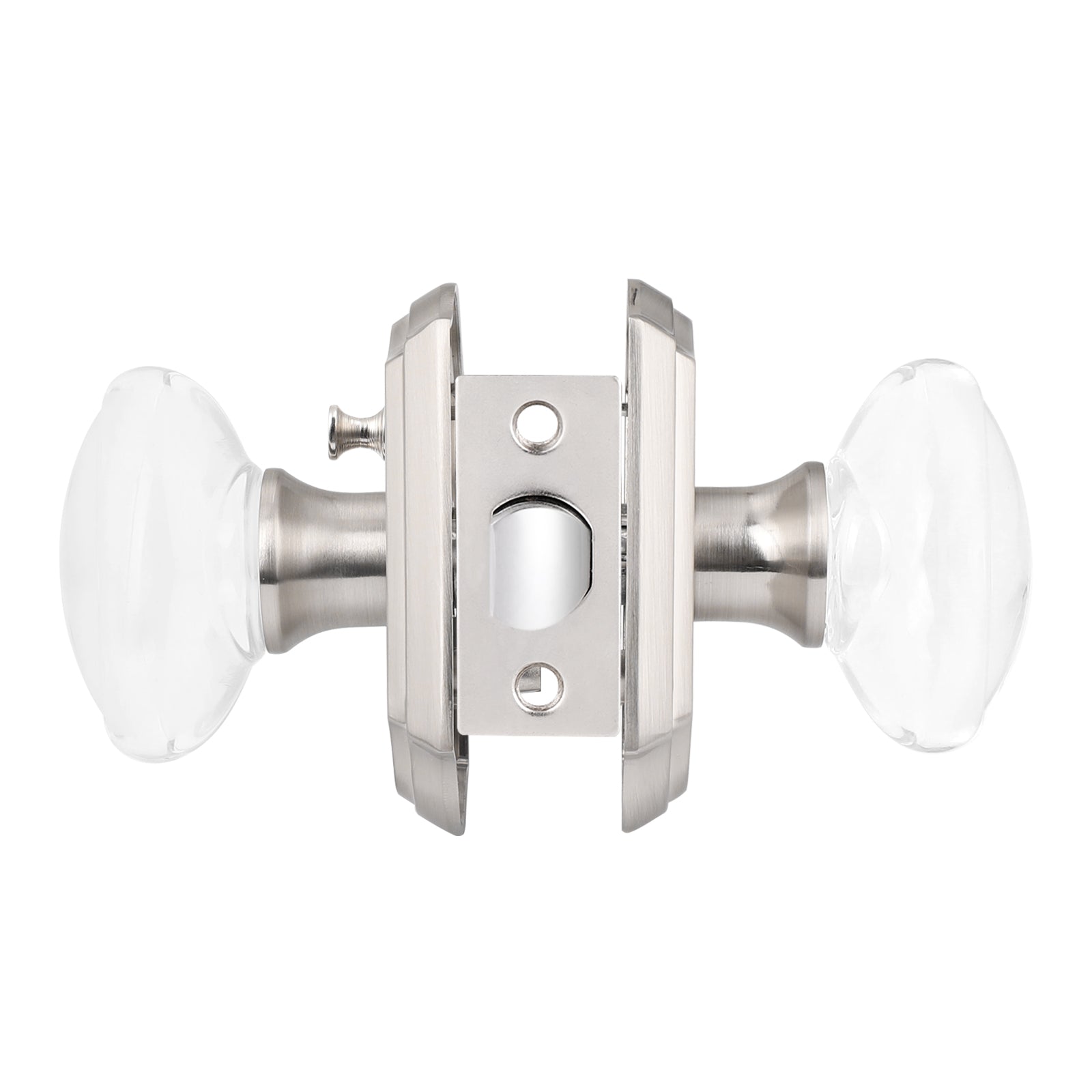Elegant Oval Crystal Door Knob Lock with Satin Nickel Arched Rosette DLC9SNBK - Probrico