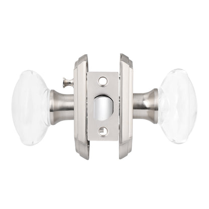 Elegant Oval Crystal Door Knob Lock with Satin Nickel Arched Rosette DLC9SNBK - Probrico
