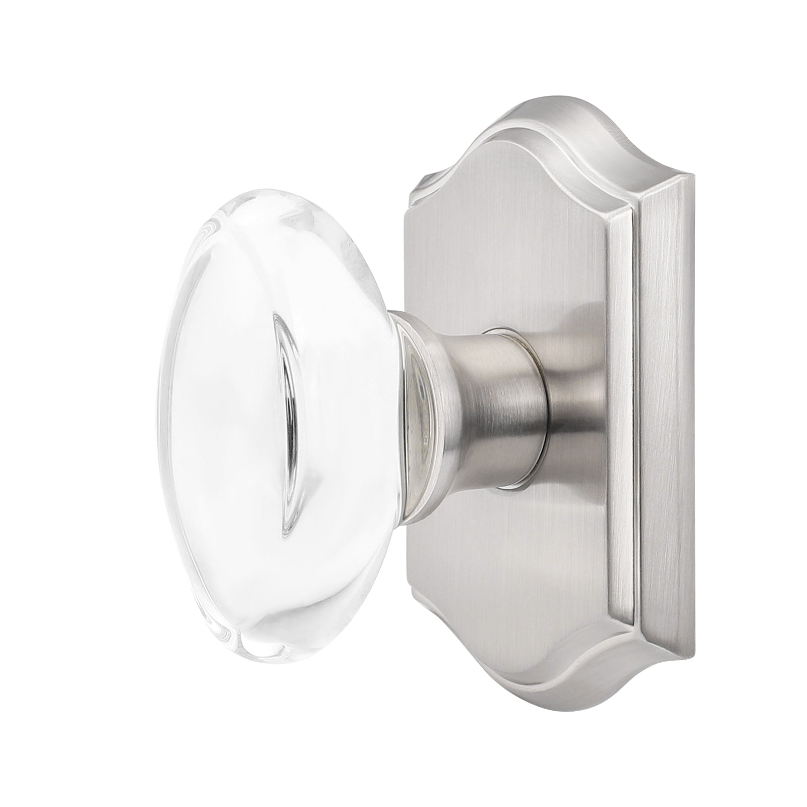 Oval Crystal Door Knob Lock with Satin Nickel Arched Rosette DLC9SN