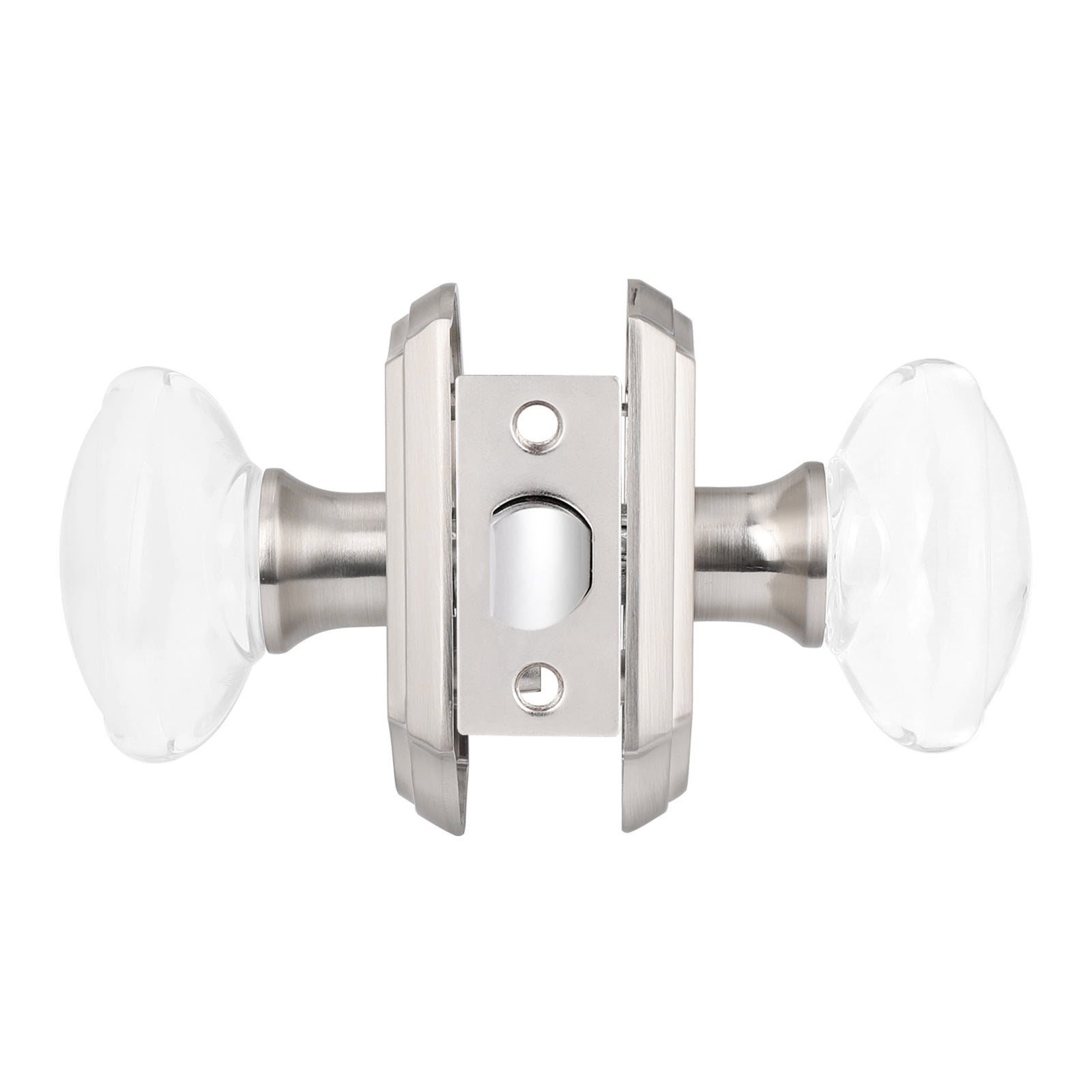 Oval Crystal Door Knob Lock with Satin Nickel Arched Rosette DLC9SN