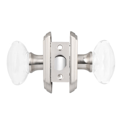 Oval Crystal Passage Door Knob Lock with Satin Nickel Arched Rosette DLC9SNPS - Probrico