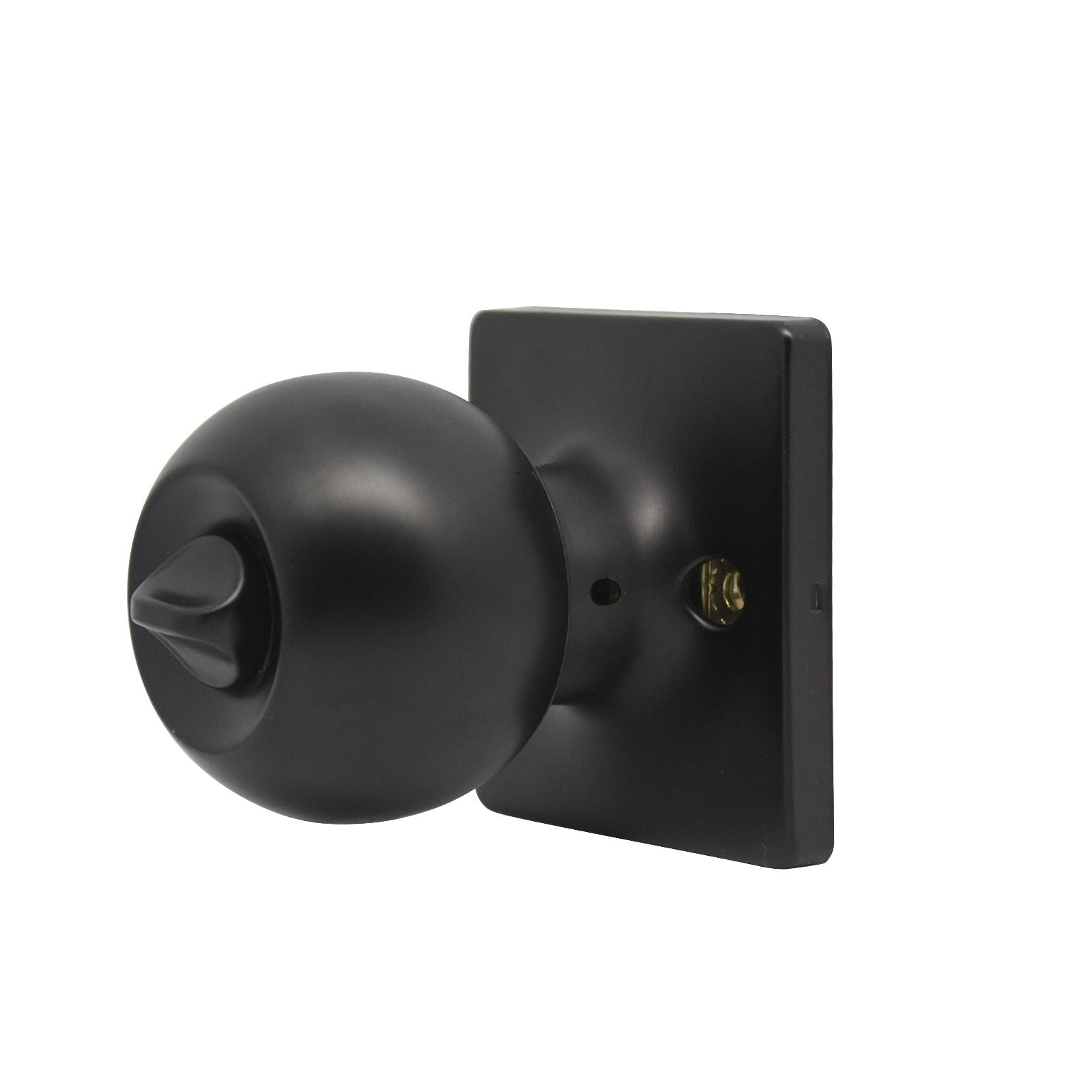 Round Ball Knob with Square Rosette, Interior Privacy Door Knobs Black DLS07BKBK - Probrico