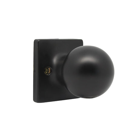 Round Ball Knob with Square Rosette, Interior Passage Door Knobs Black DLS07BKPS - Probrico