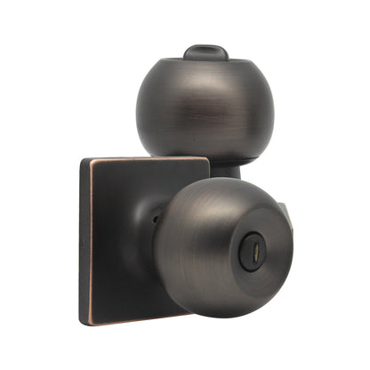 Round Ball Knob with Square Rosette, Interior Privacy Door Knobs Oil Rubbed Bronze DLS07ORBBK - Probrico