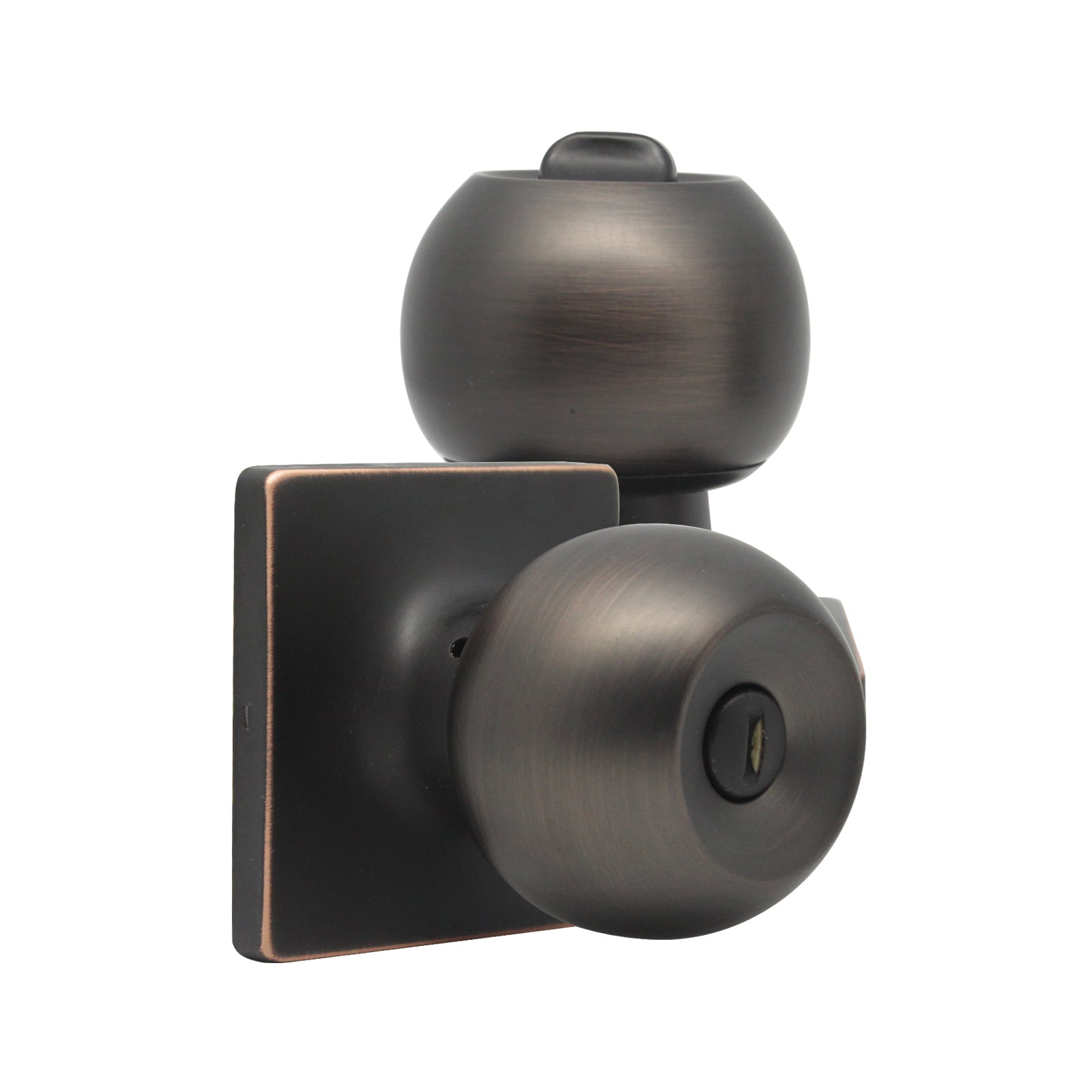 Round Ball Knob with Square Rosette, Interior Privacy Door Knobs Oil Rubbed Bronze DLS07ORBBK