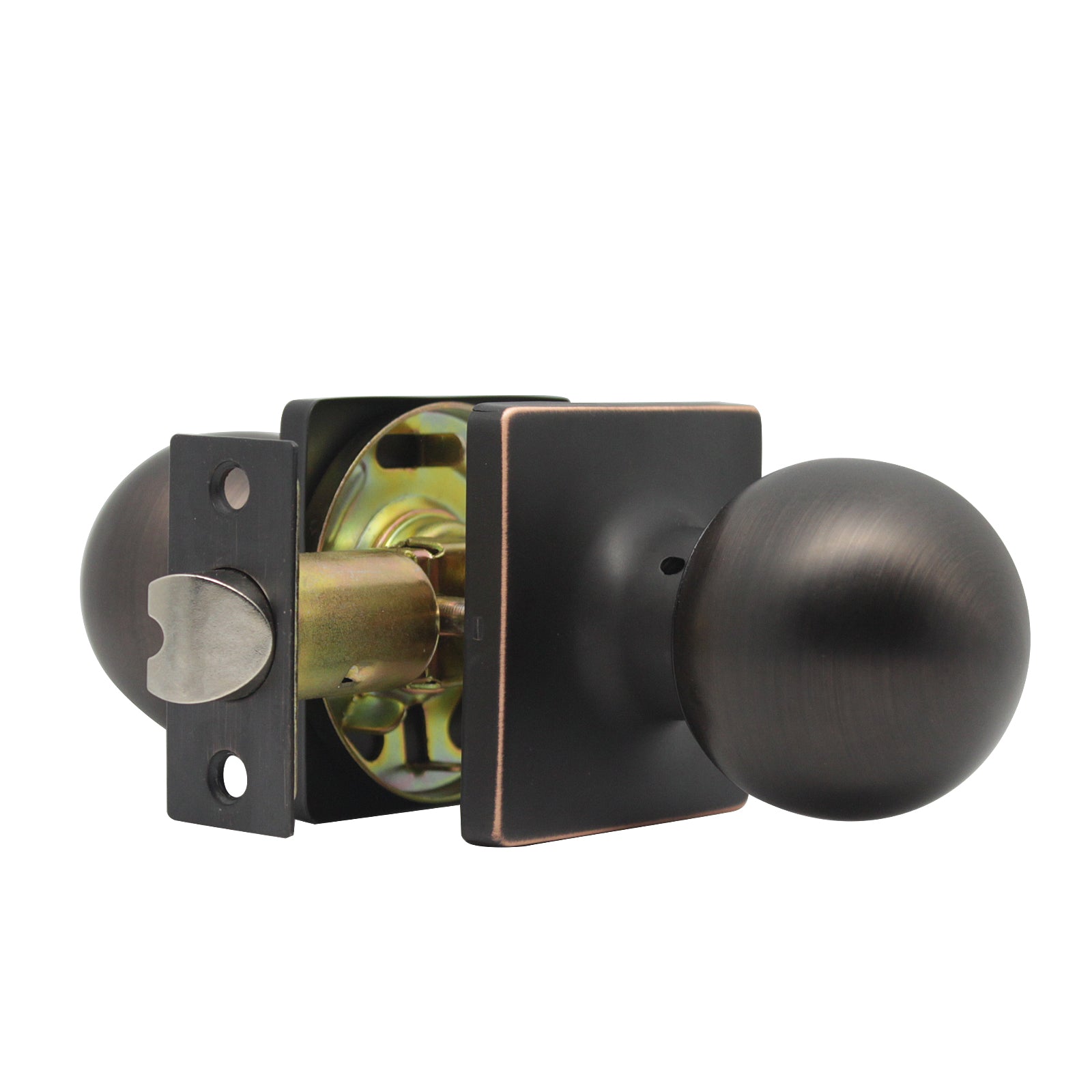 Round Ball Knob with Square Rosette, Interior Passage Door Knobs Oil Rubbed Bronze DLS07ORBPS