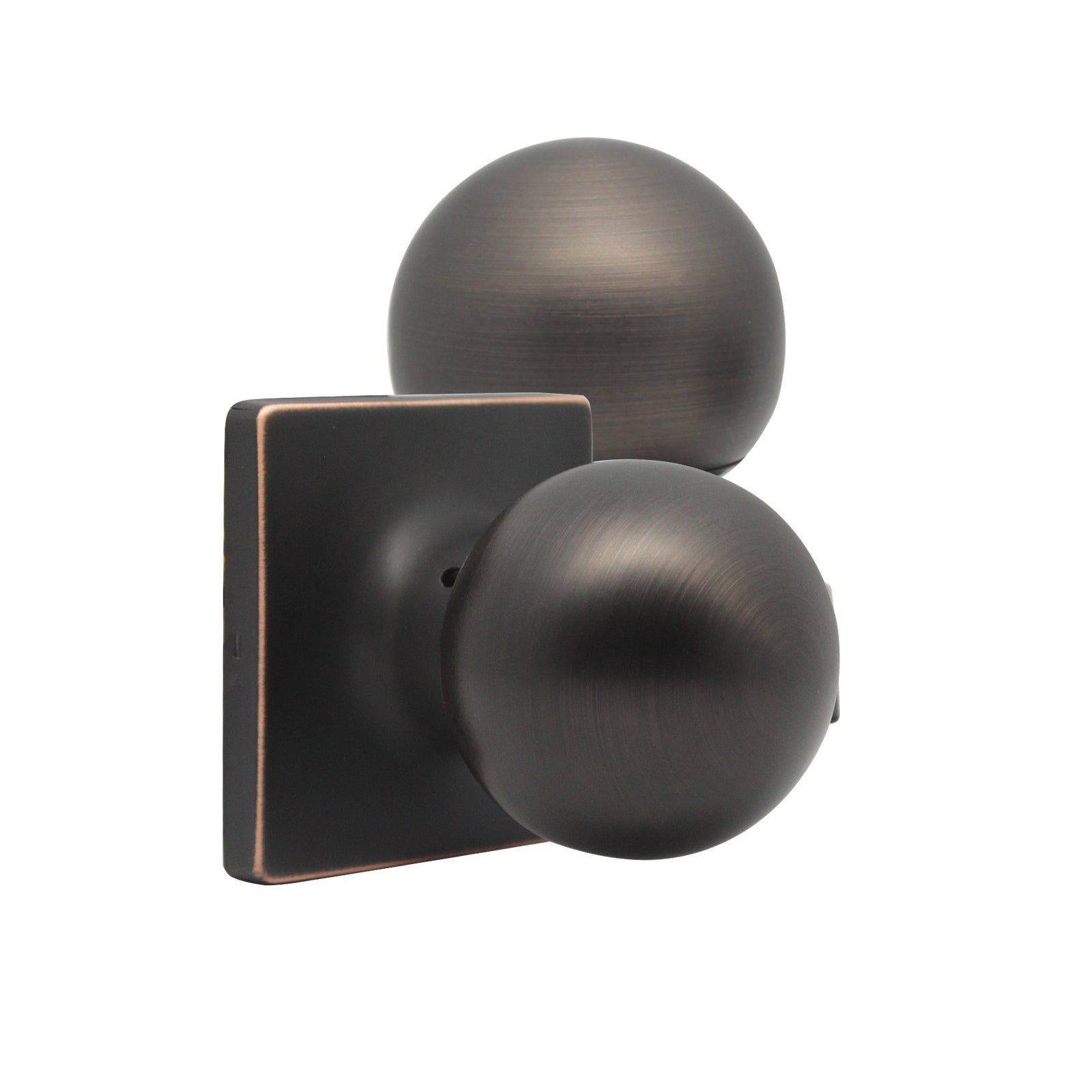 Round Ball Knob with Square Rosette, Interior Passage Door Knobs Oil Rubbed Bronze DLS07ORBPS