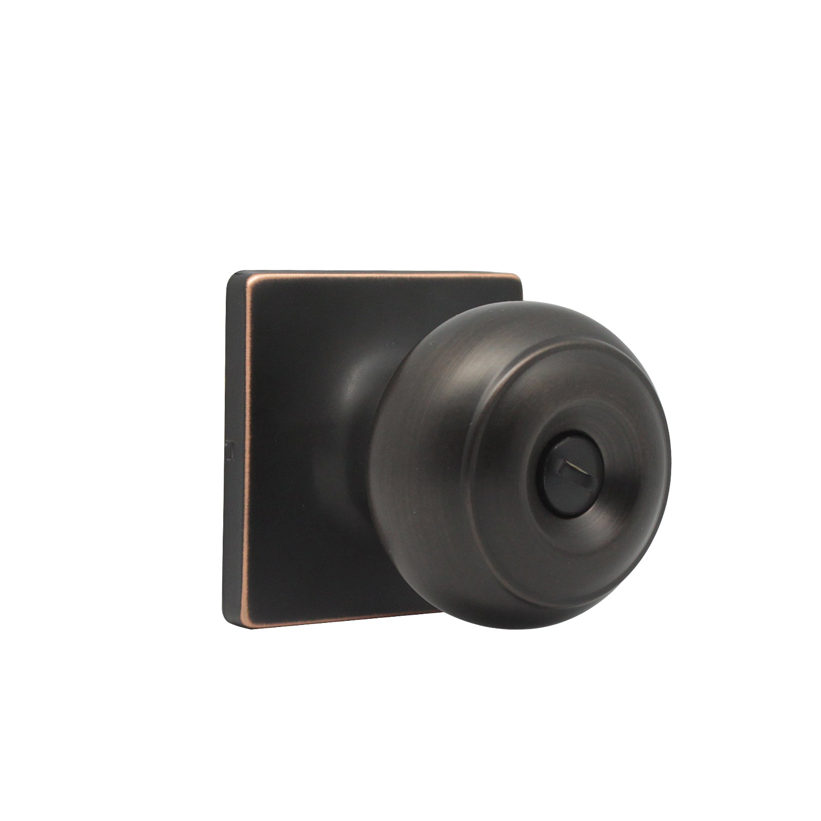 Flat Ball Knob with Square Rosette, Privacy Door Knobs Oil Rubbed Bronze Finish DLS09ORBBK - Probrico
