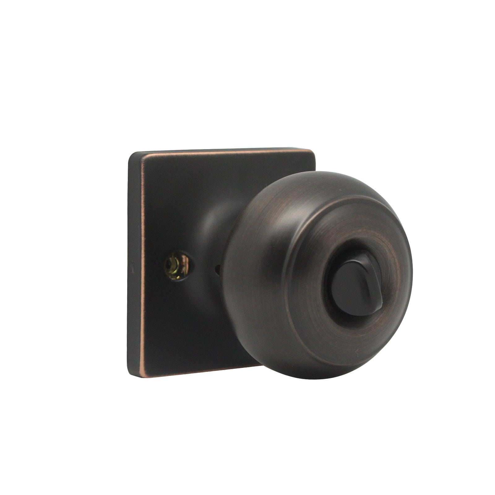 Flat Ball Knob with Square Rosette, Privacy Door Knobs Oil Rubbed Bronze Finish DLS09ORBBK