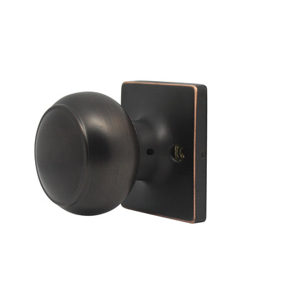 Flat Ball Knob with Square Rosette, Passage Door Knobs Oil Rubbed Bronze Finish DLS09ORBPS - Probrico